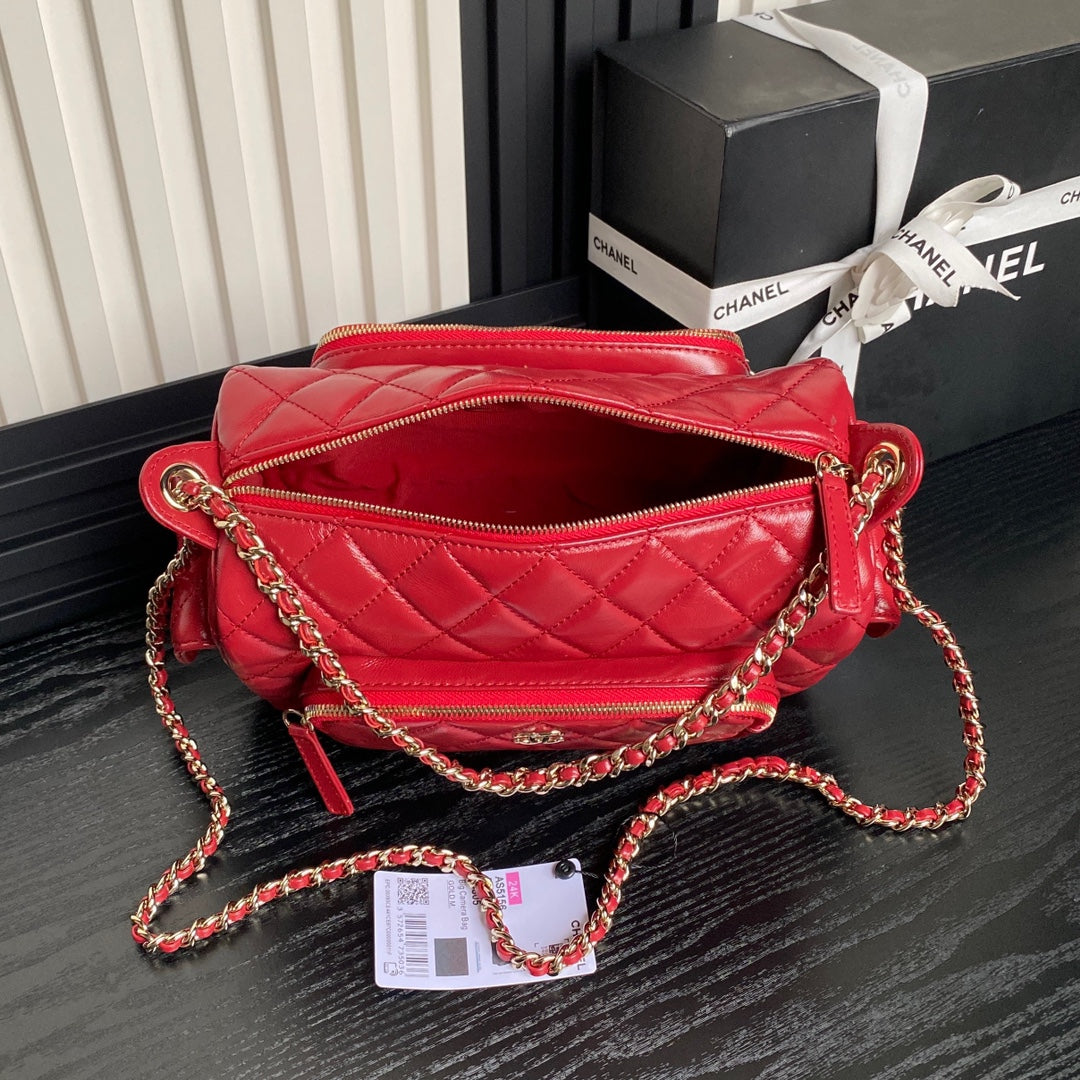 CHA 18CM Red Crossbody Camera Bag AS5156