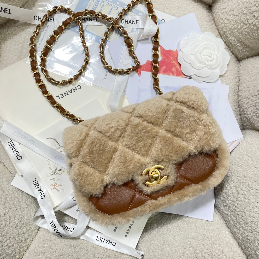 cha 18cm brown 24k cross shoulder bag as5148