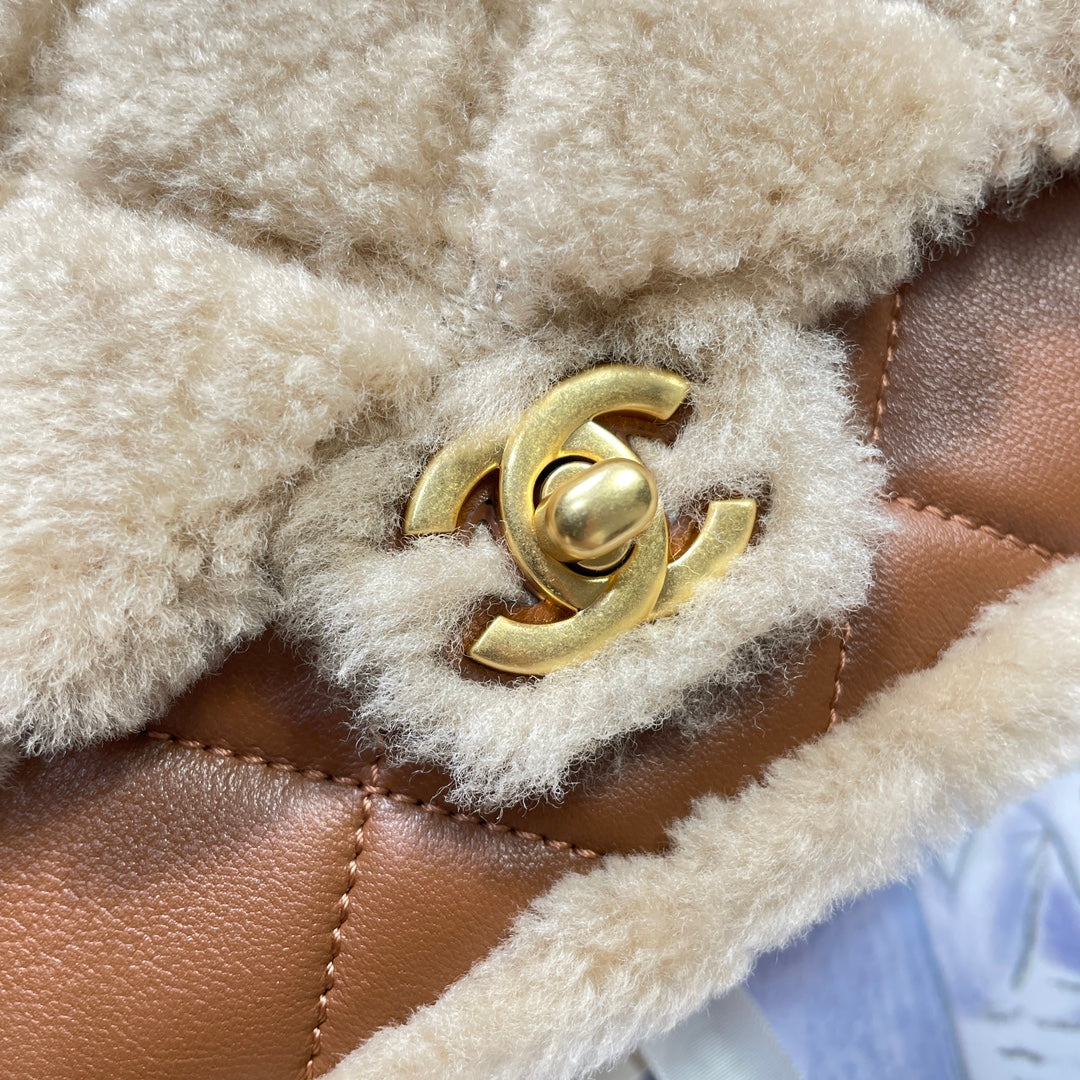 cha 18cm brown 24k cross shoulder bag as5148