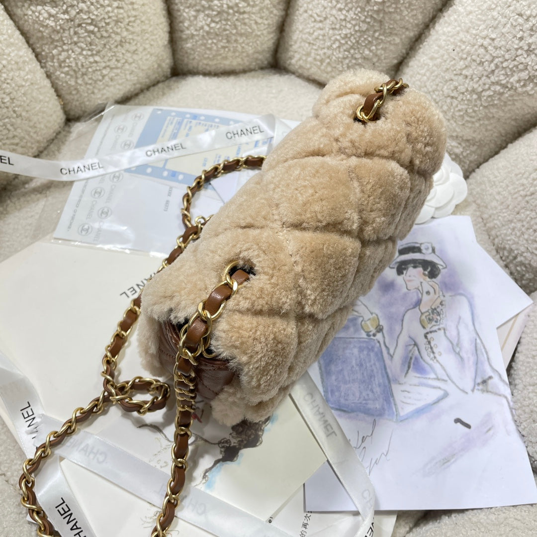 cha 18cm brown 24k cross shoulder bag as5148