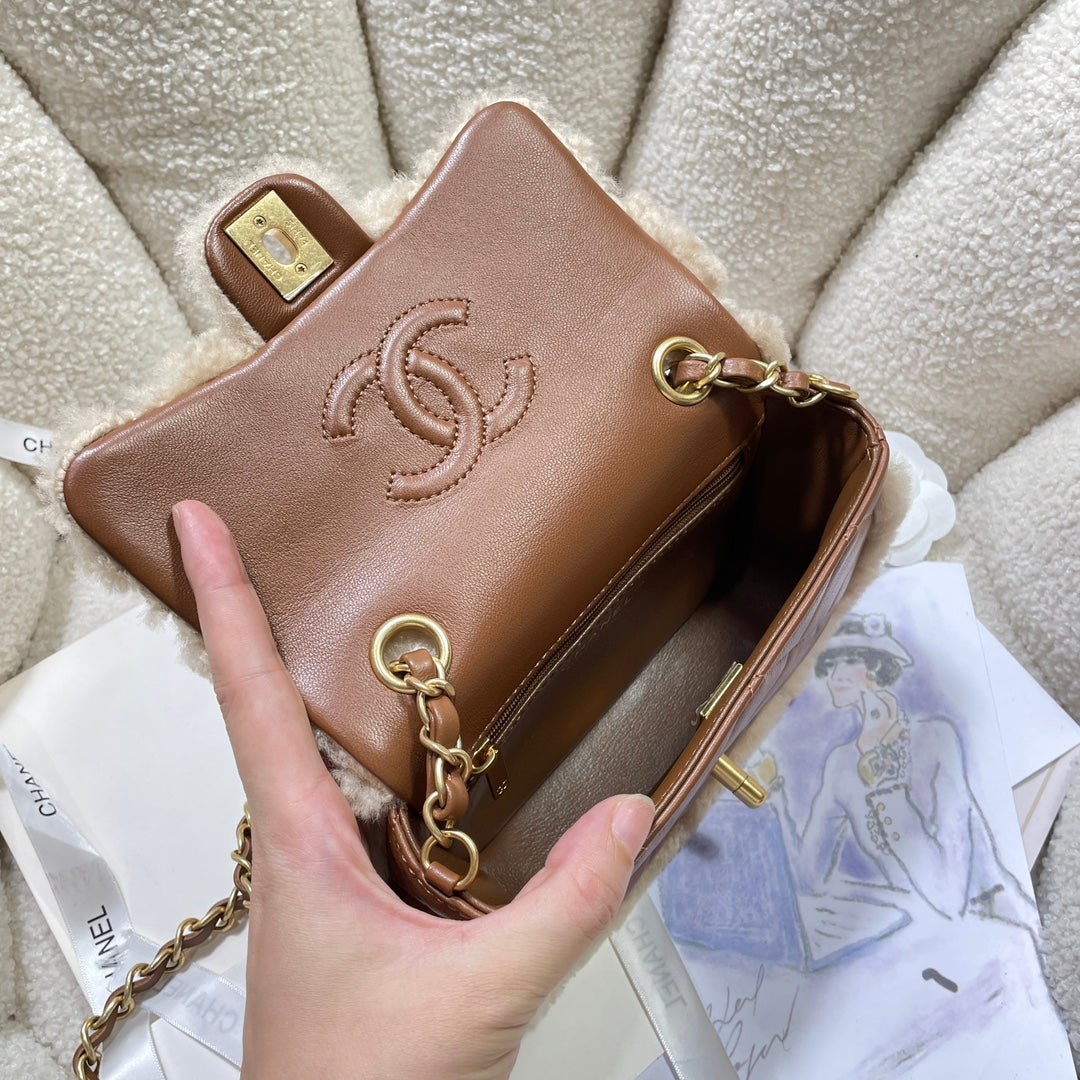 cha 18cm brown 24k cross shoulder bag as5148