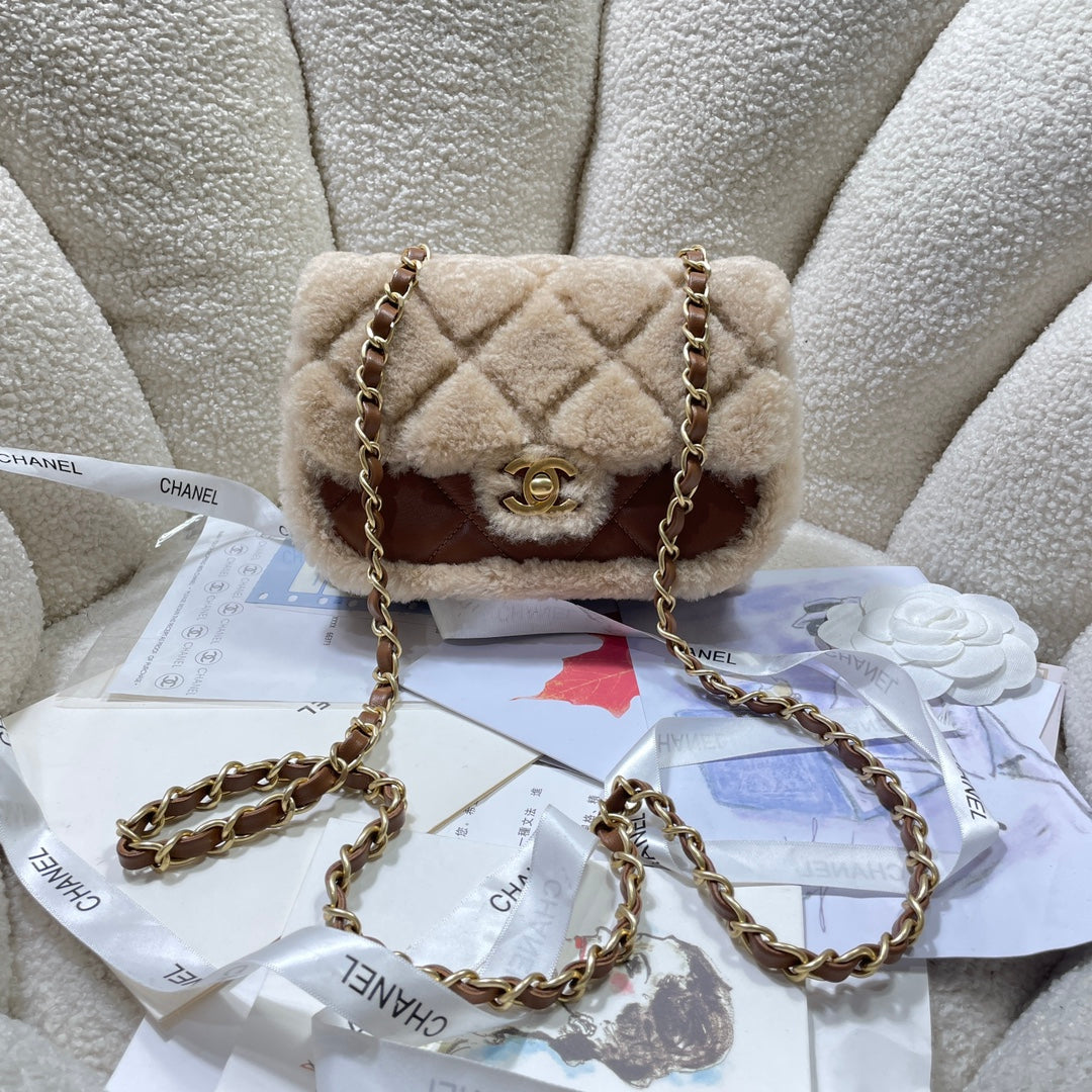 cha 18cm brown 24k cross shoulder bag as5148