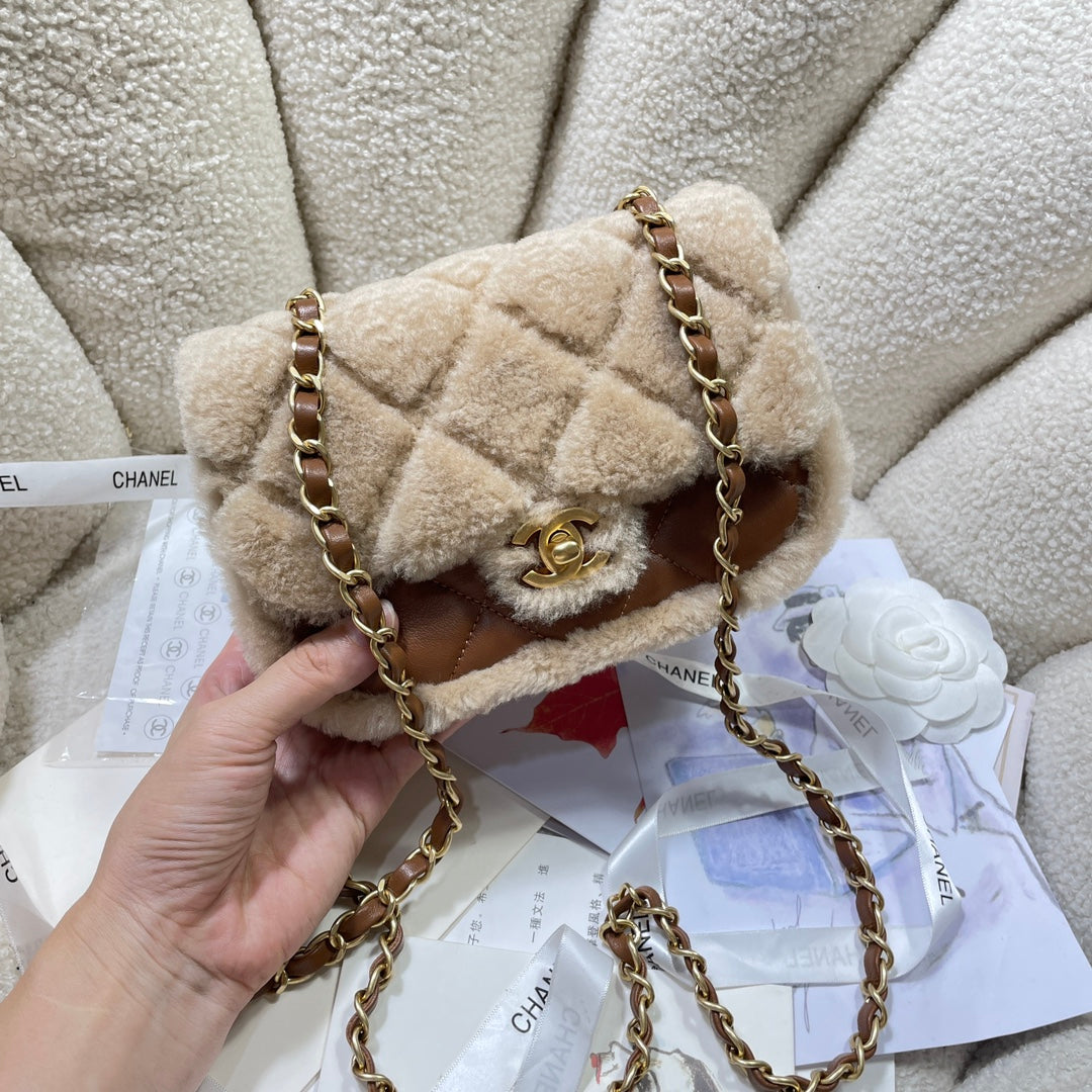 cha 18cm brown 24k cross shoulder bag as5148