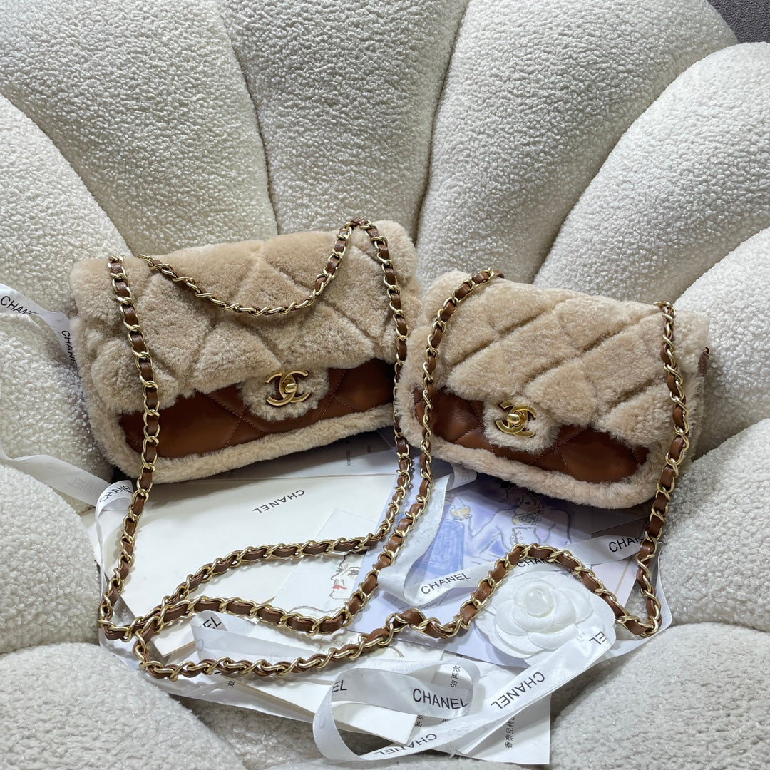 cha 18cm brown 24k cross shoulder bag as5148