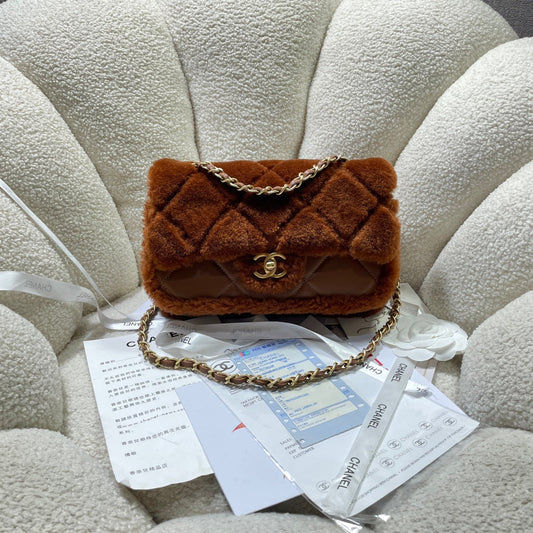 cha 16cm dark brown 24k teddy bear shoulder bag as5149