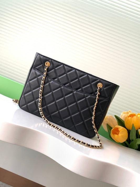 19cm black maxi shopping chain shoulder bag as5215