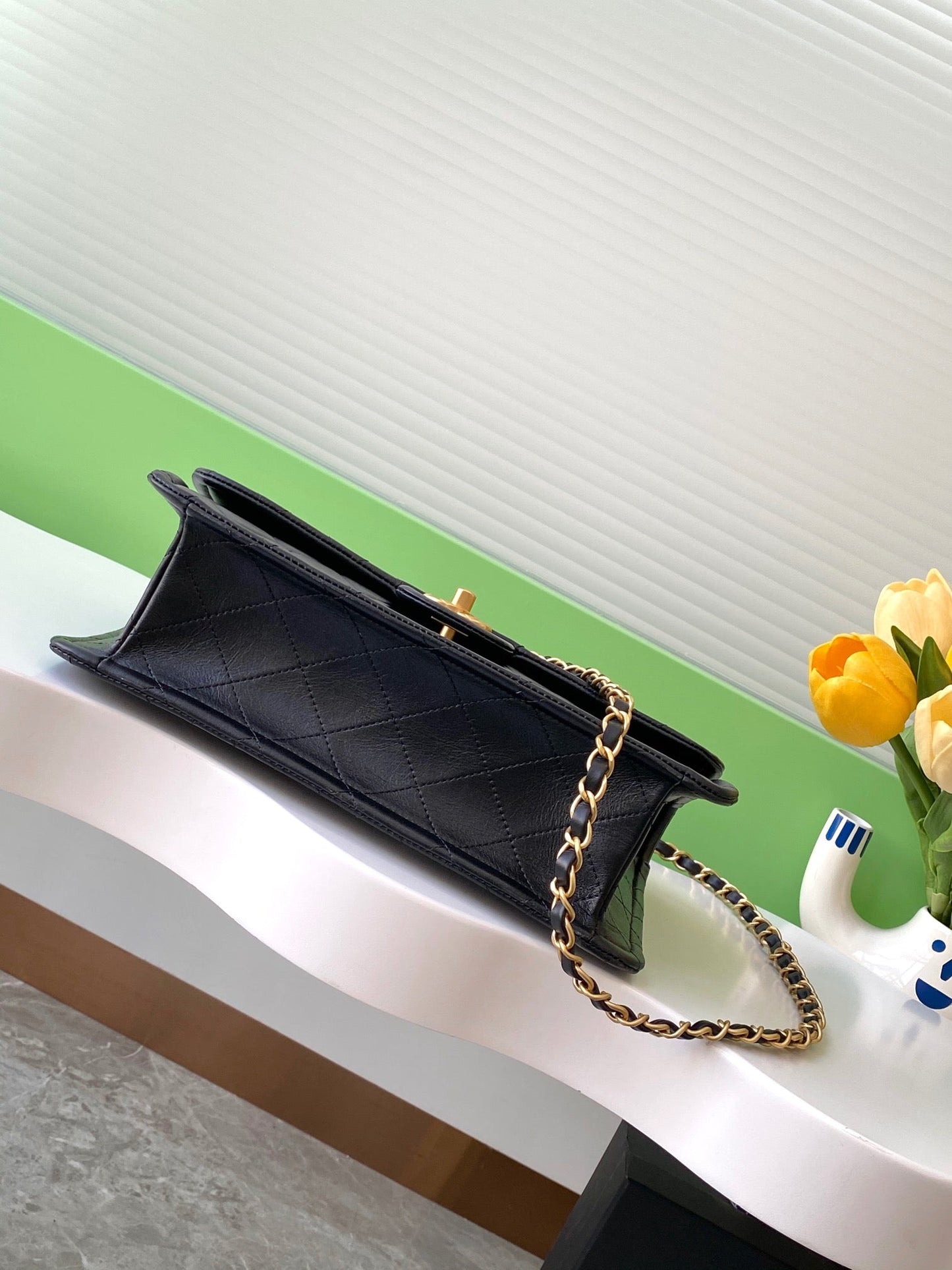 19.5CM Black Leather Crossarm Underarm Bag AS5145