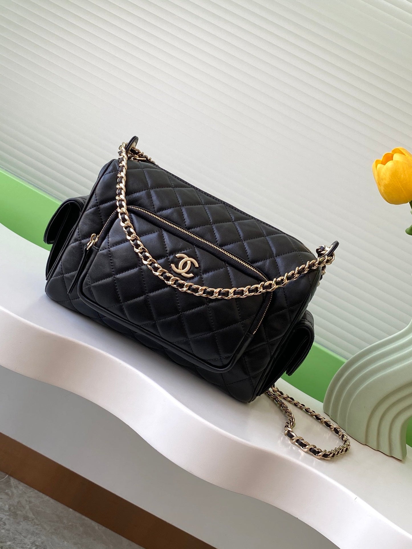 CHA 18CM Black 24K Bowling Handbag AS5156