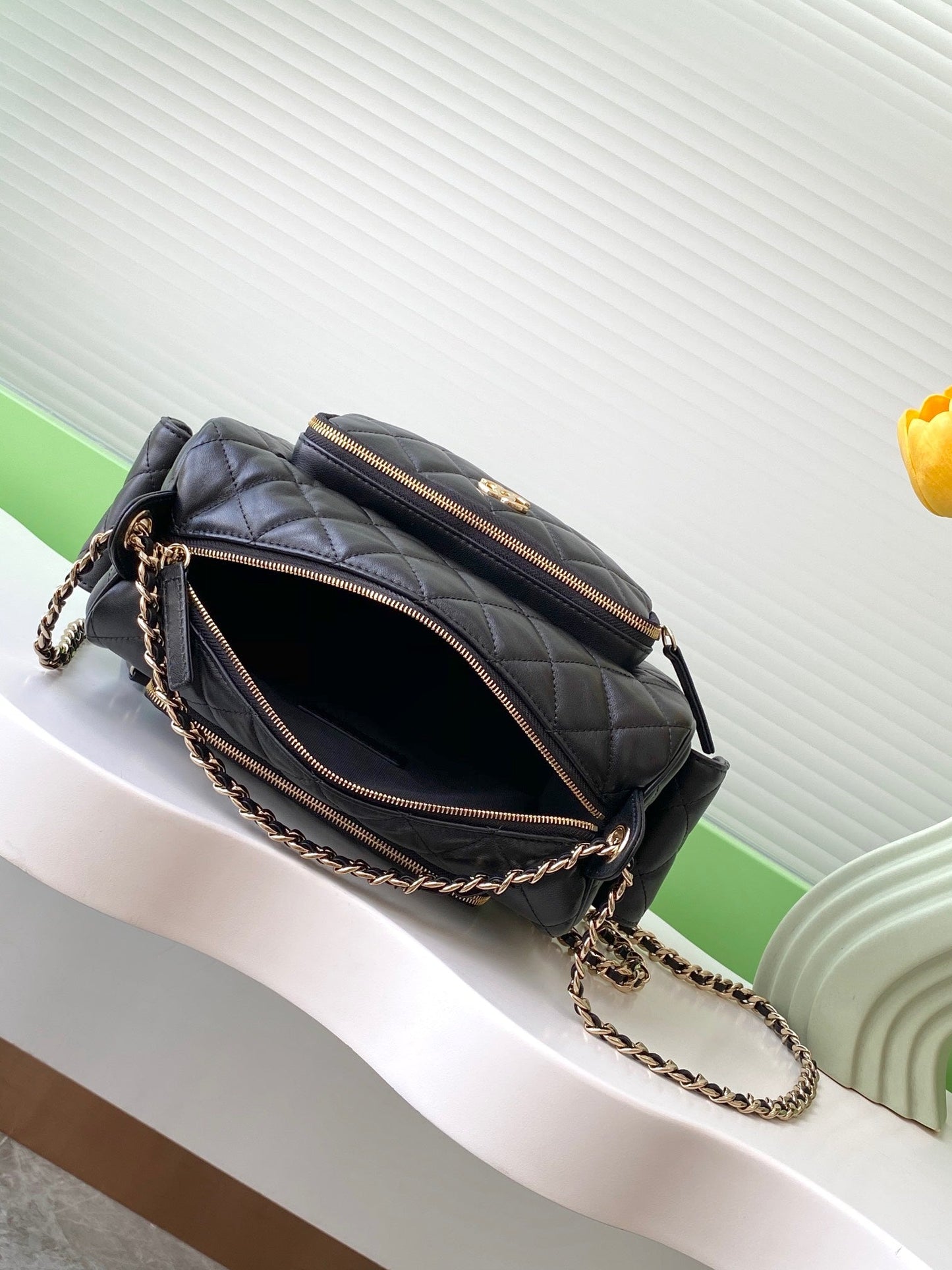 CHA 18CM Black 24K Bowling Handbag AS5156