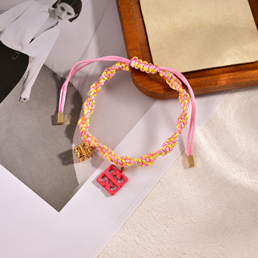 colored yellow gold hand rope sla189
