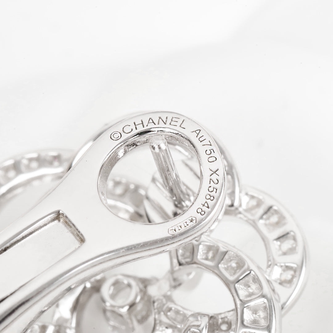 cha camellia silver earrings eha719