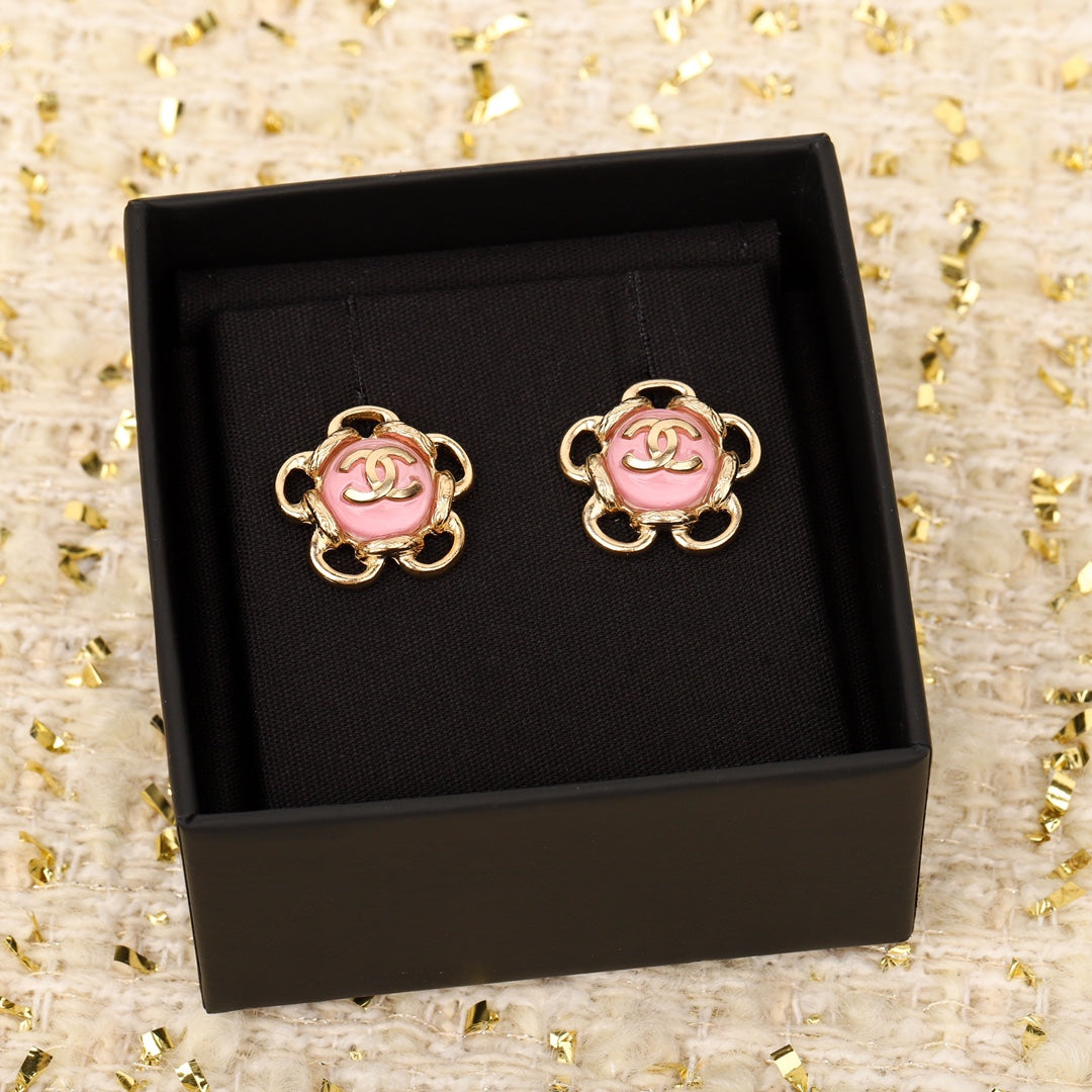 CHA Pink Camellia Earrings EHA775