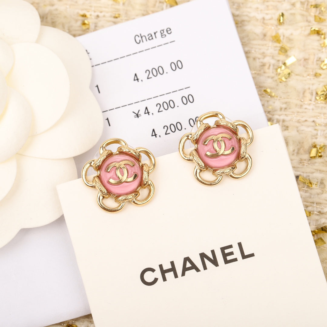 CHA Pink Camellia Earrings EHA775