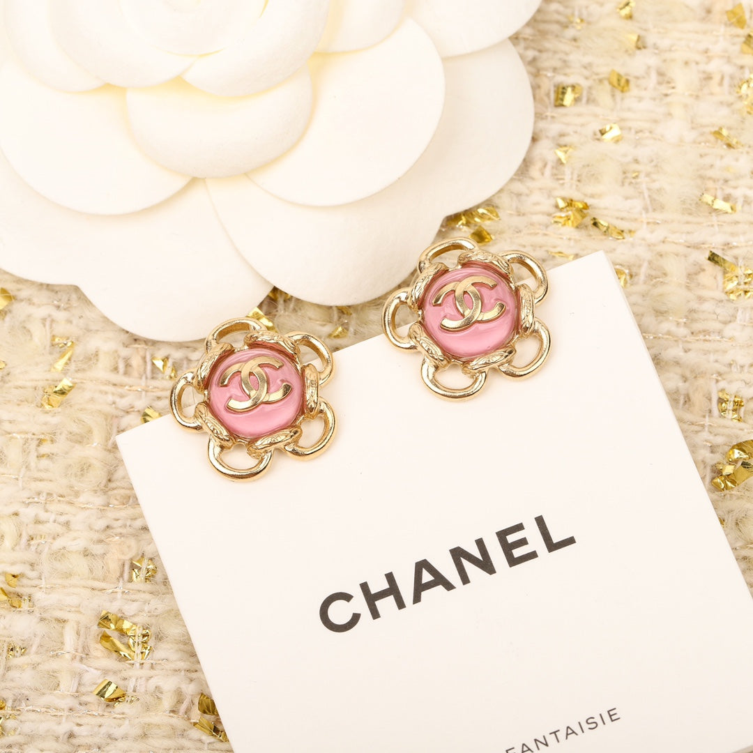 CHA Pink Camellia Earrings EHA775