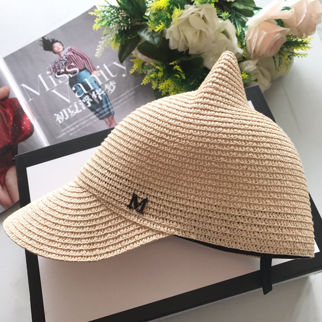 Michel woven straw hat super cute cat ear baseball cap MZA84