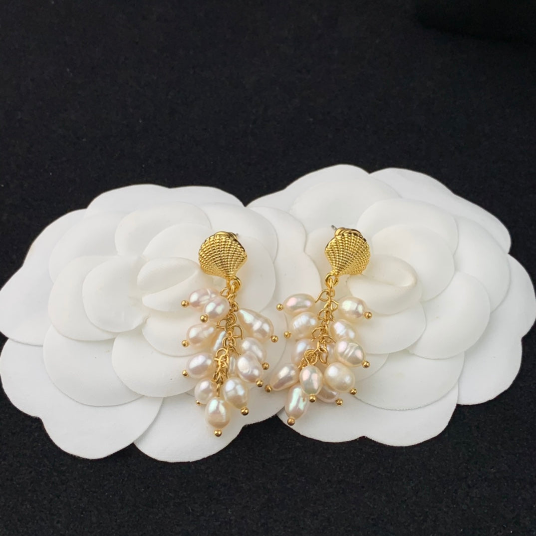 Shell hanging Baroque Xiaomi pearl pearl earrings EHA703