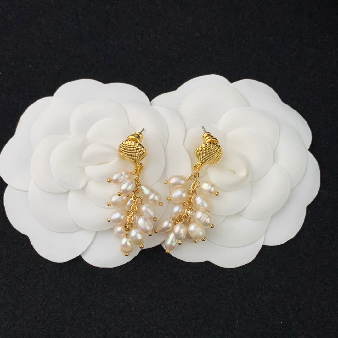 Shell hanging Baroque Xiaomi pearl pearl earrings EHA703