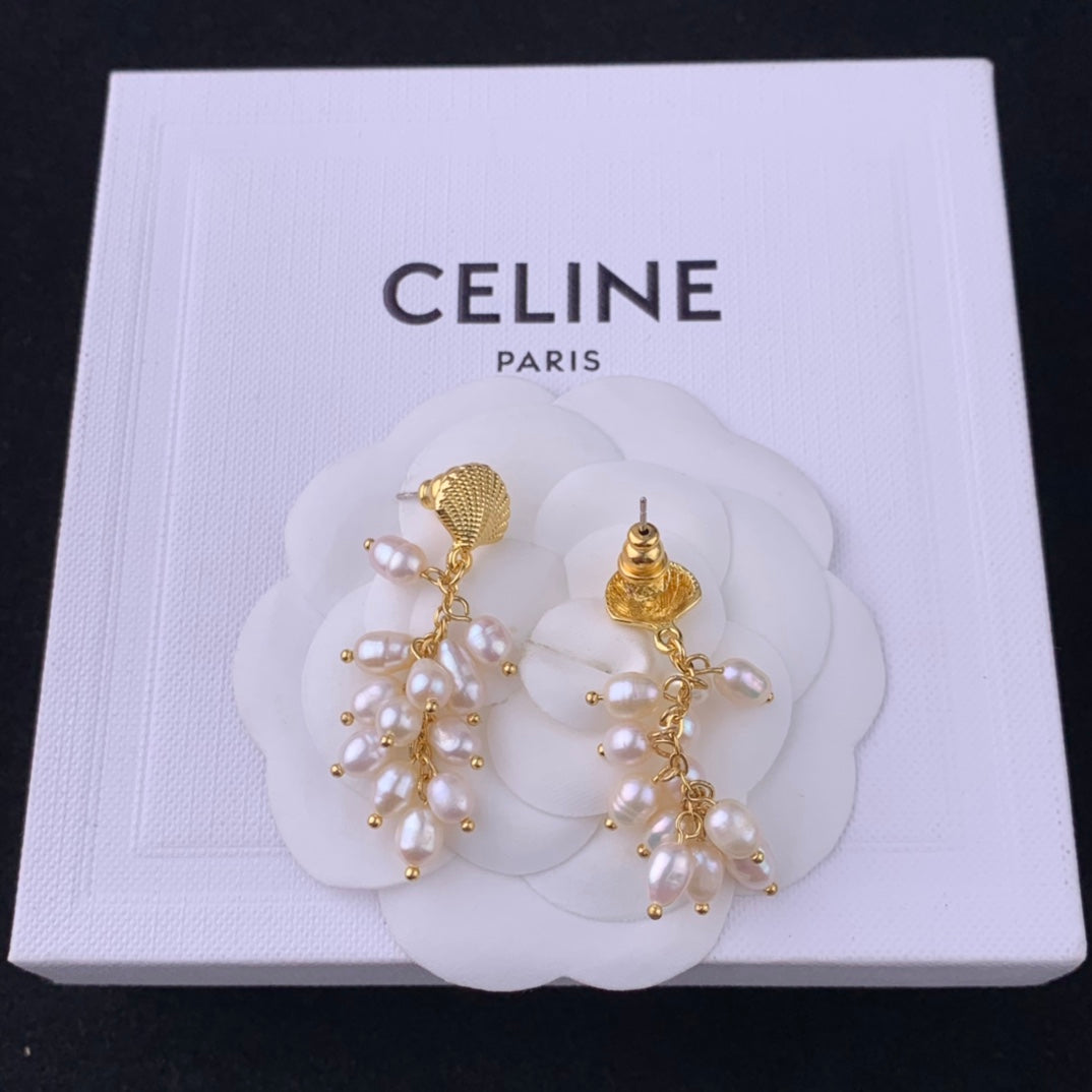 Shell hanging Baroque Xiaomi pearl pearl earrings EHA703