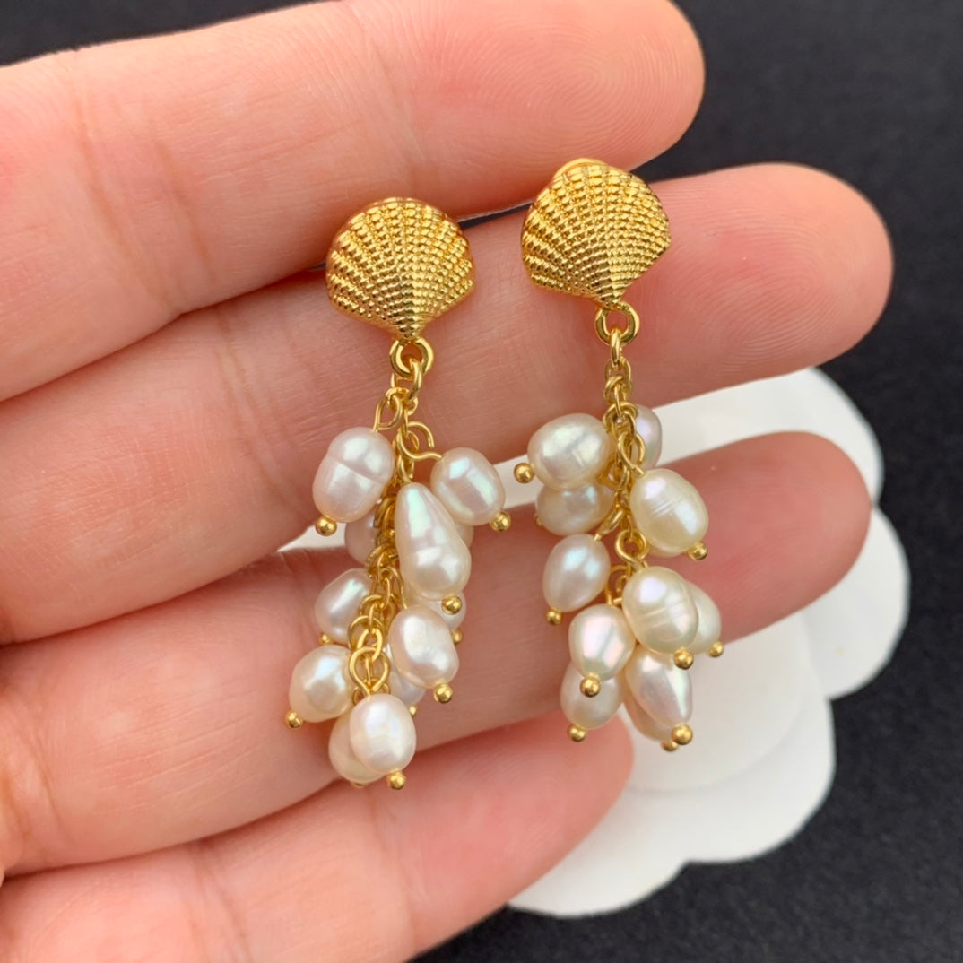 Shell hanging Baroque Xiaomi pearl pearl earrings EHA703