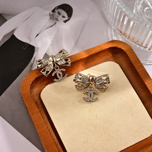 cha silver double c butterfly earrings eha777