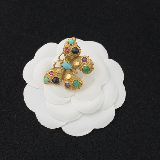 colorful stone and diamond butterfly brooch xza65