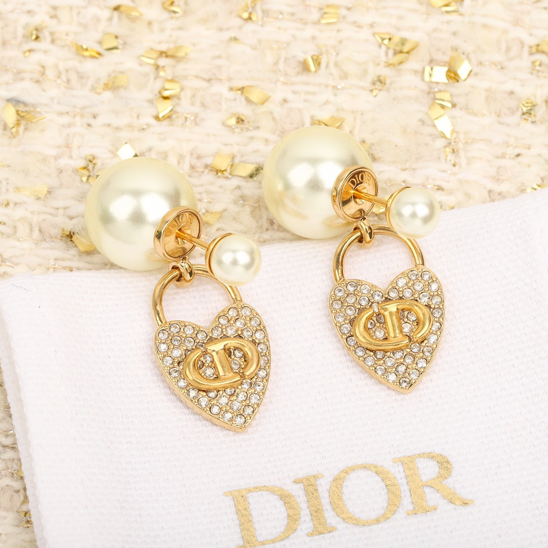 Pearl heart yellow gold earrings EHA690