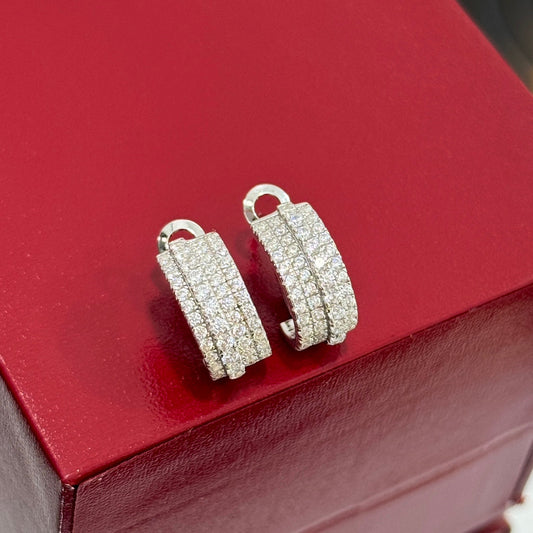counts four rows diamond silver earrings eha787