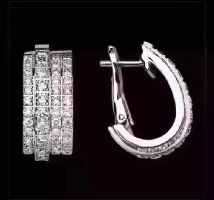 Count's Four Rows Diamond Silver Earrings EHA787