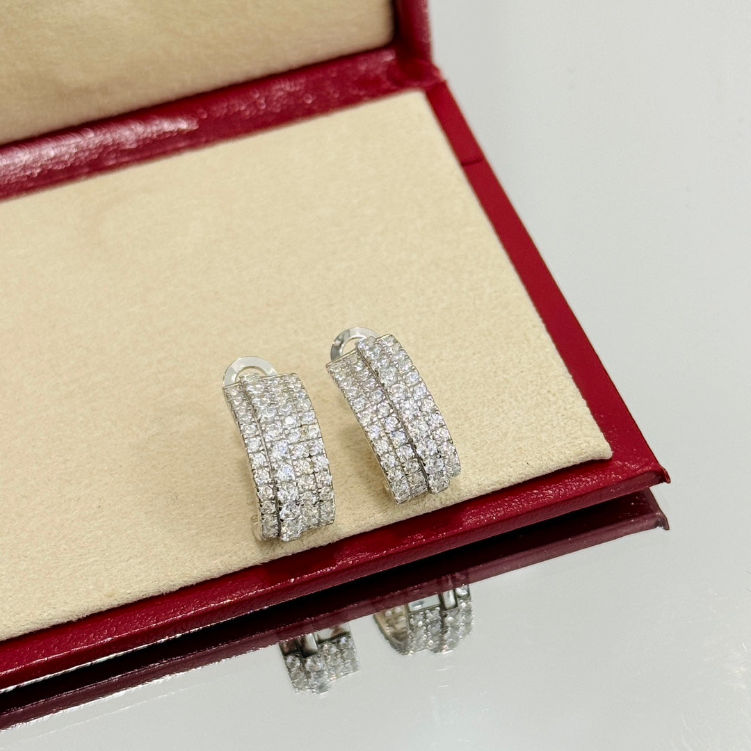 Count's Four Rows Diamond Silver Earrings EHA787