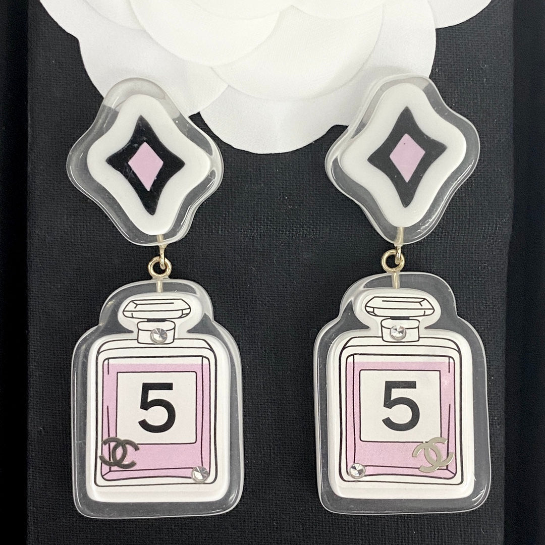 CHA Acrylic No.5 perfume Bottle Earrings EHA697