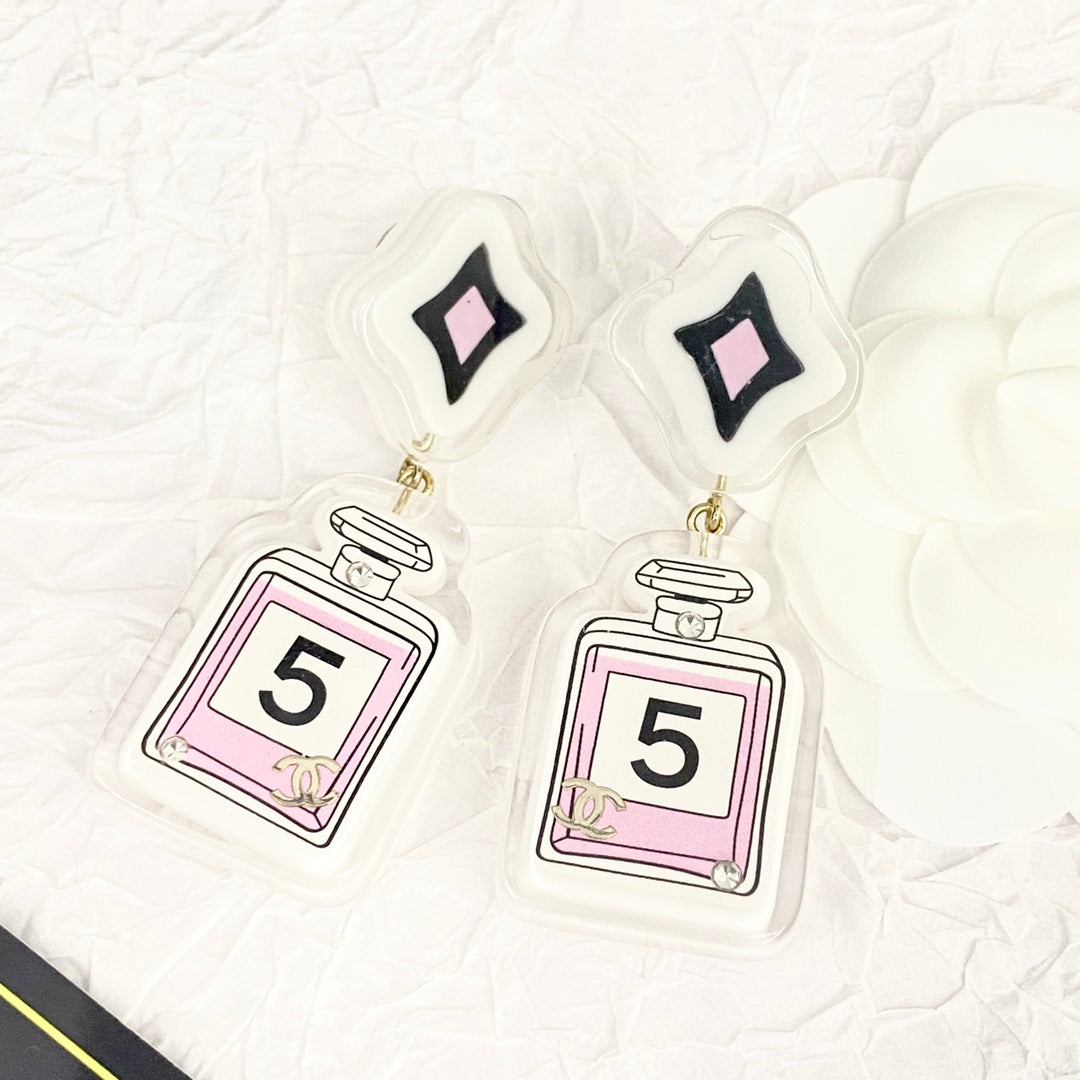 CHA Acrylic No.5 perfume Bottle Earrings EHA697