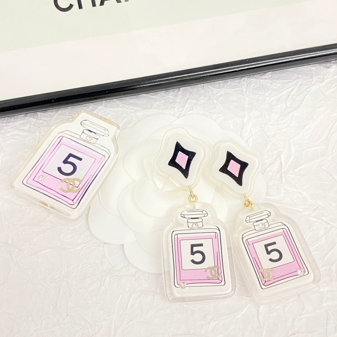 CHA Acrylic No.5 perfume Bottle Earrings EHA697