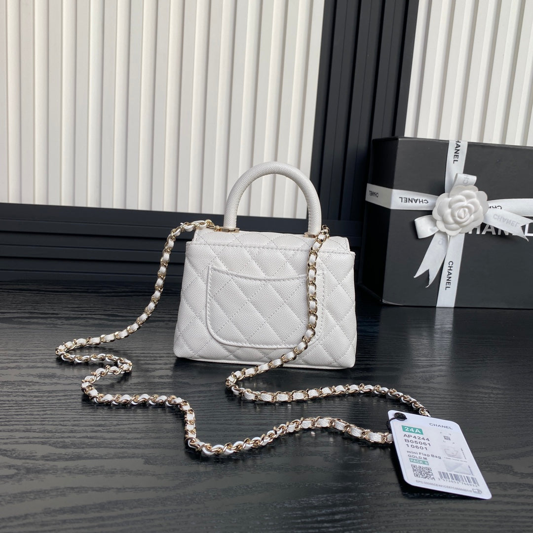 11.5CM white 24K ultra mini Coco handle shoulder bag Ap4244