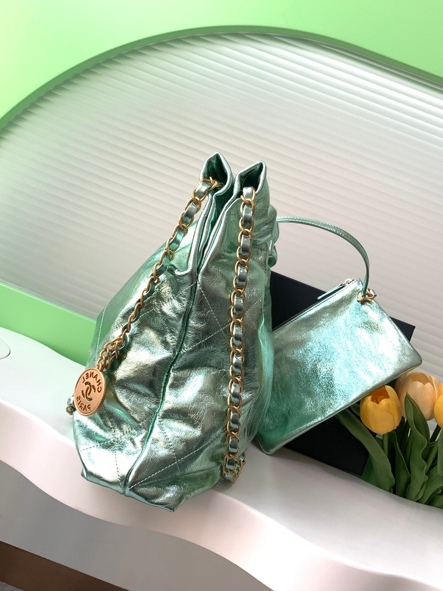 35CM Green Color Garbage Bag Handheld Shoulder Bag AS3260