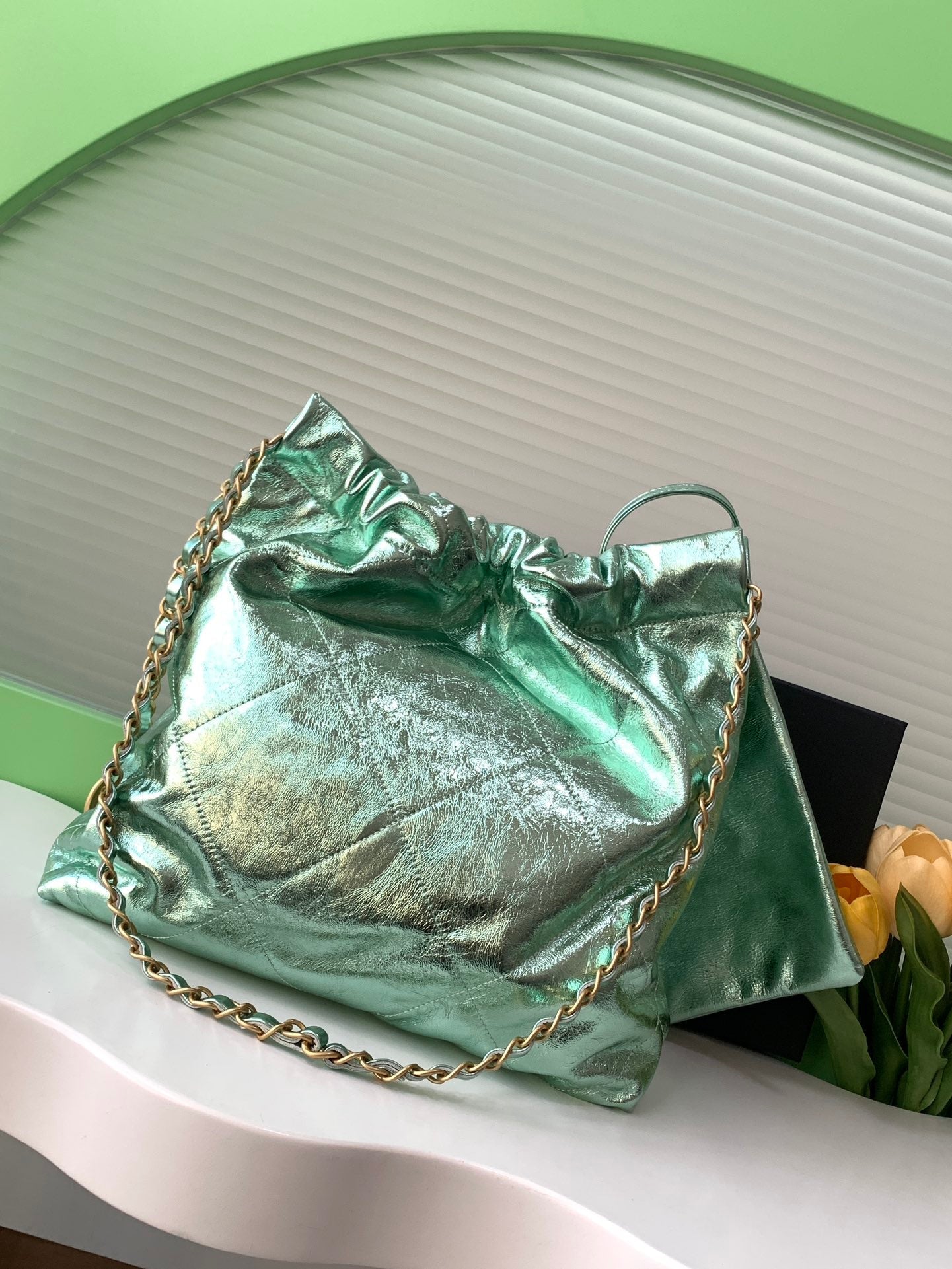 35CM Green Color Garbage Bag Handheld Shoulder Bag AS3260