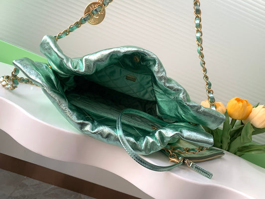 35cm green color garbage bag handheld shoulder bag as3260