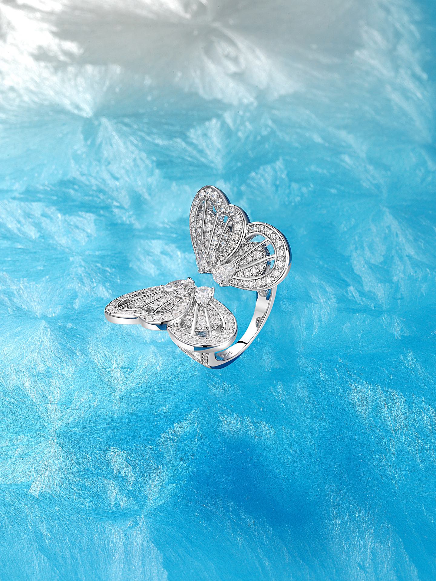 Rich Granny Series Silver Butterfly Diamond Ring JZA211