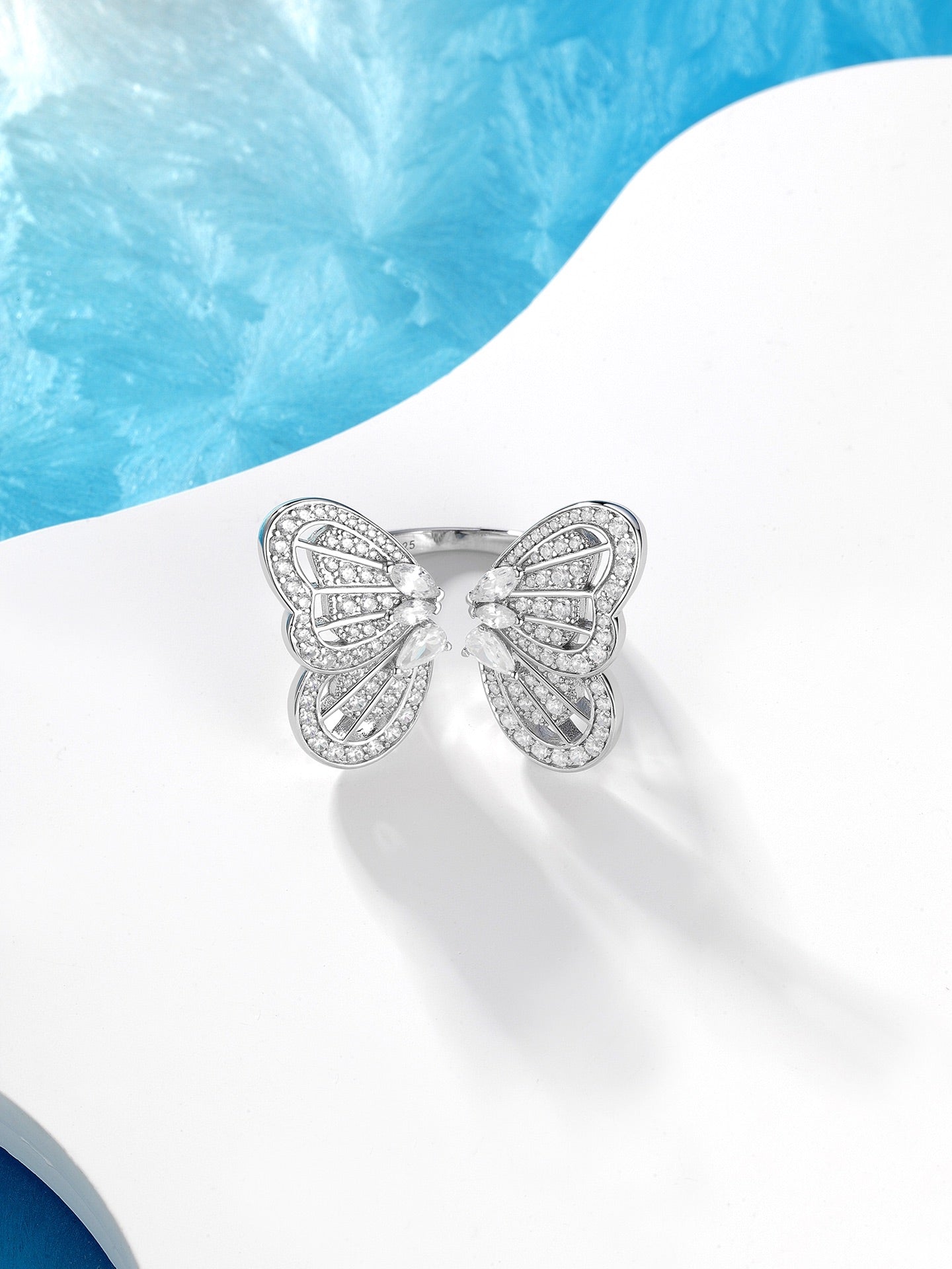 Rich Granny Series Silver Butterfly Diamond Ring JZA211