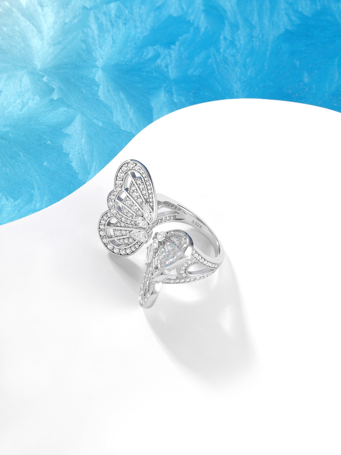 Rich Granny Series Silver Butterfly Diamond Ring JZA211