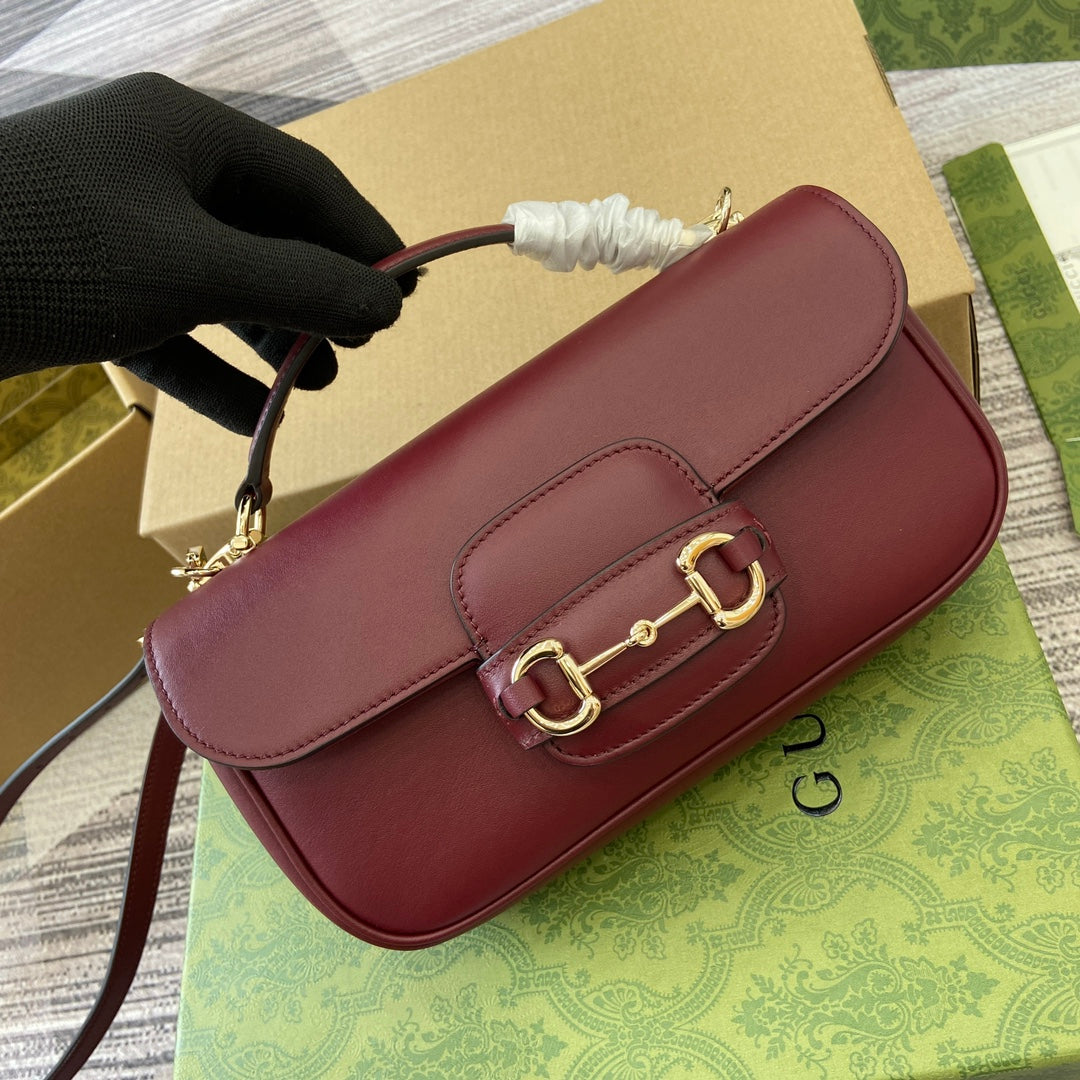 Horsebit 1955 series 22.6CM burgundy handbag 815206