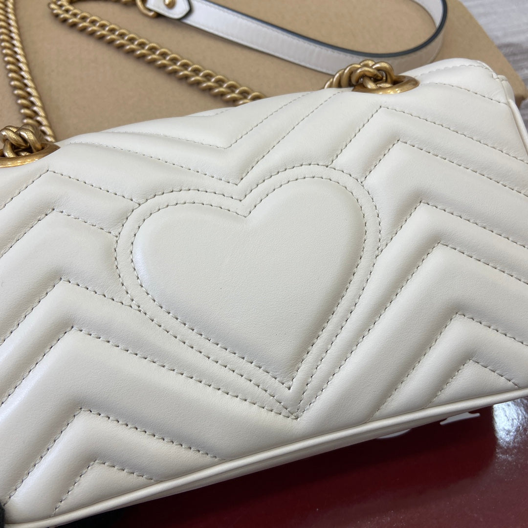 GG Marmont Series 22CM White Cross Shoulder Bag 446744