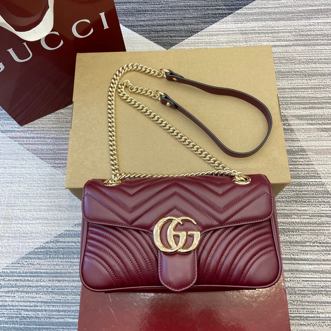 marmont series 26cm red chain shoulder backpack 443497