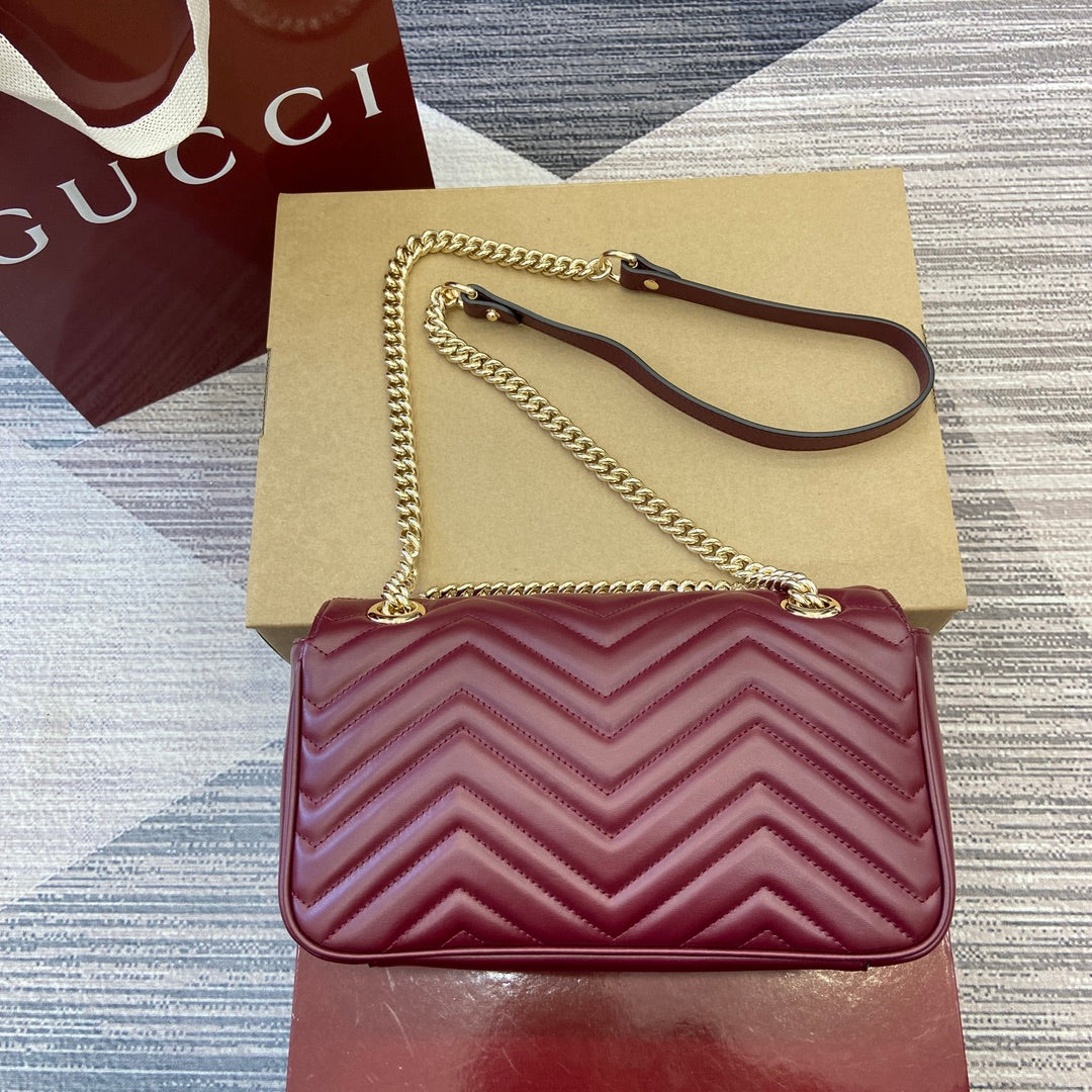 marmont series 26cm red chain shoulder backpack 443497