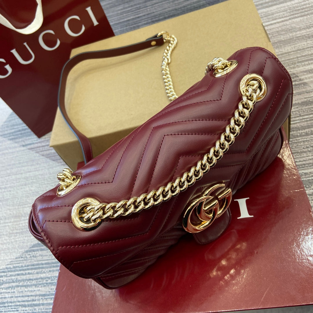 marmont series 26cm red chain shoulder backpack 443497