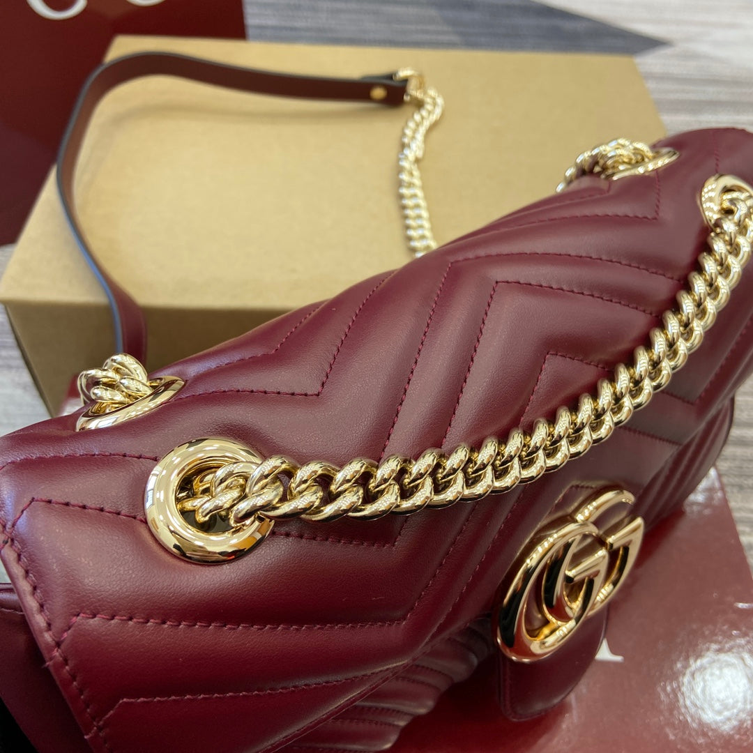 marmont series 26cm red chain shoulder backpack 443497