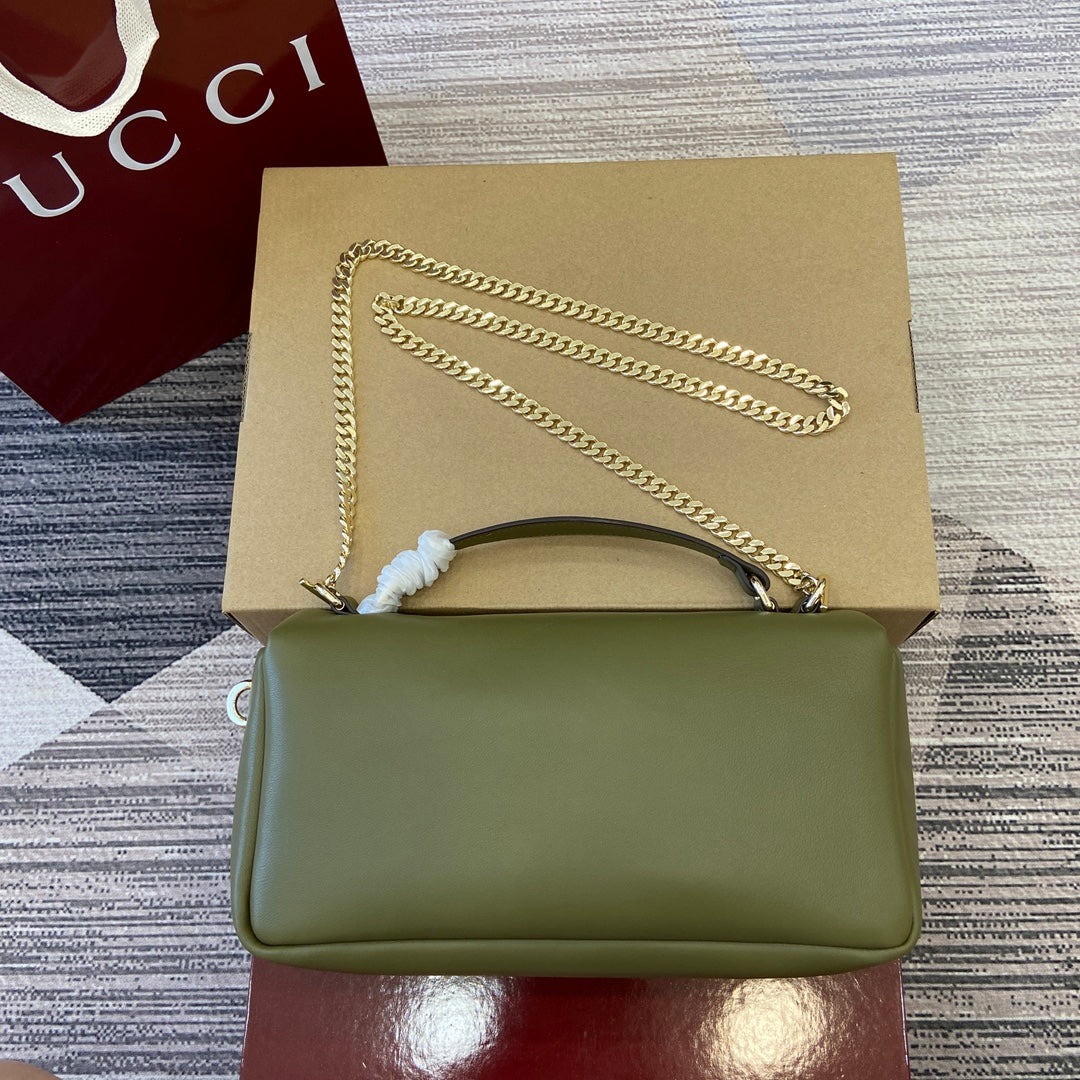 GG 25.9CM Milano Green Cross Handbag 806016