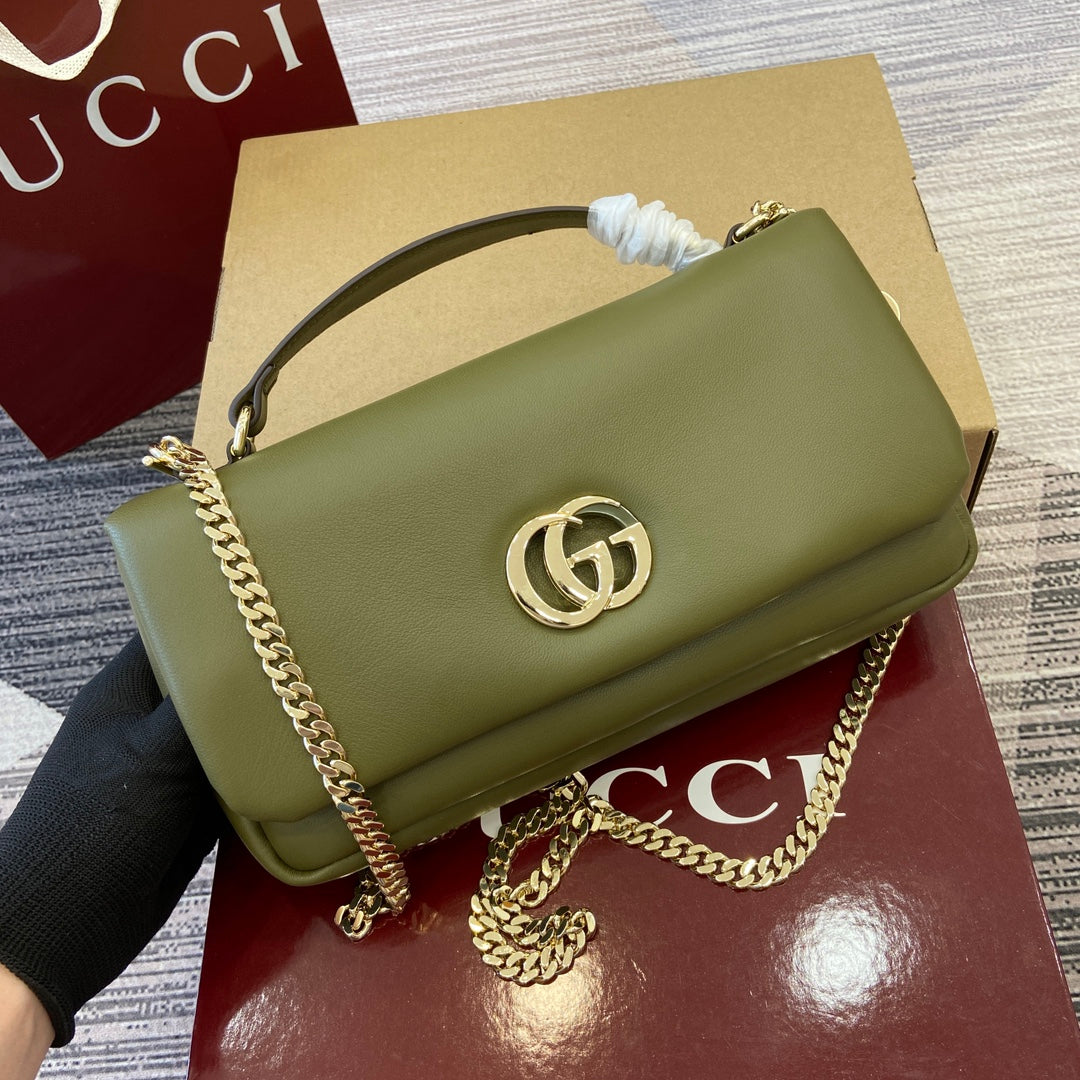 GG 25.9CM Milano Green Cross Handbag 806016