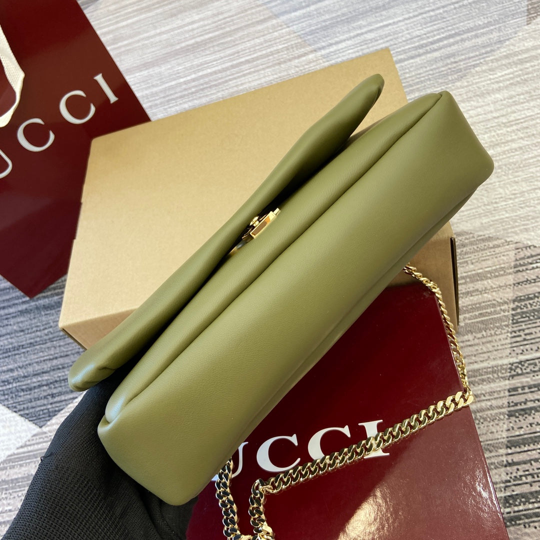 GG 25.9CM Milano Green Cross Handbag 806016