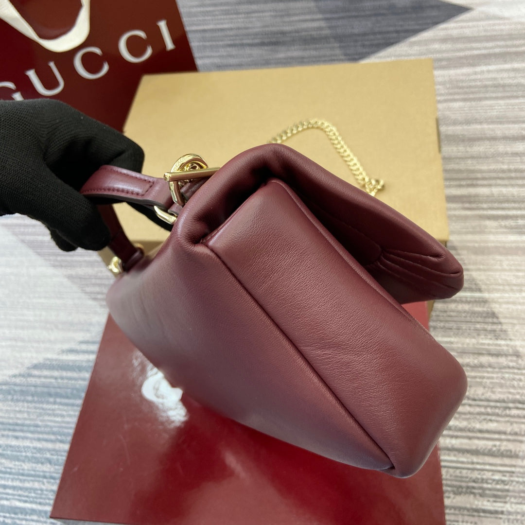 GG 25.9CM Milano wine red crossbody handbag 806016