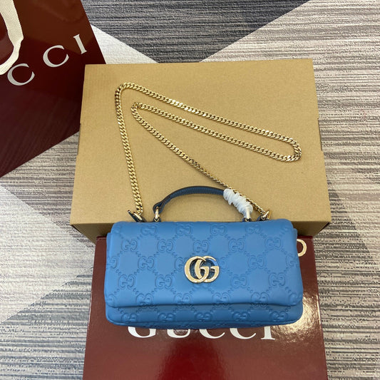 GG 21CM Milano Blue Shoulder Handbag 806017